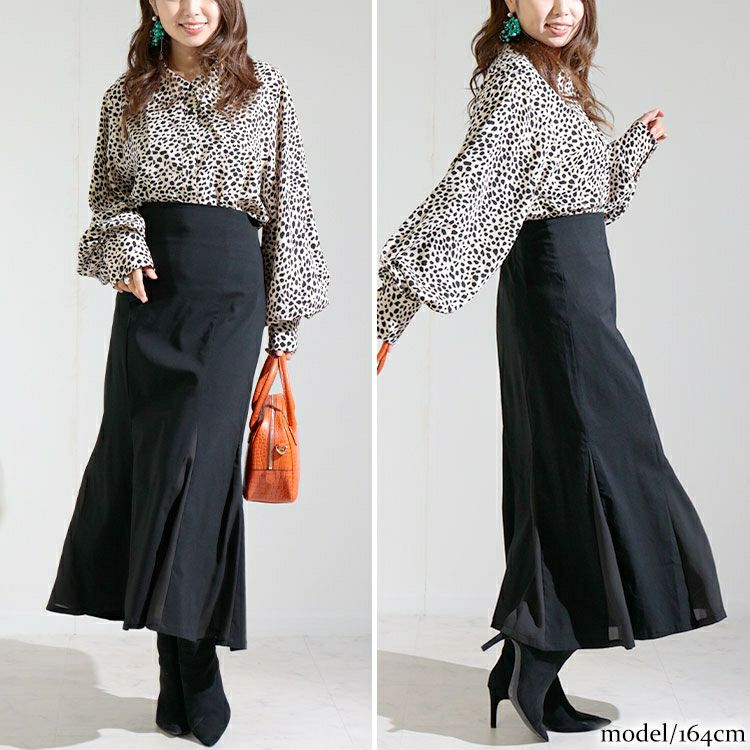 大きいサイズ レディース 異素材切替えマーメイドスカート　fem-296