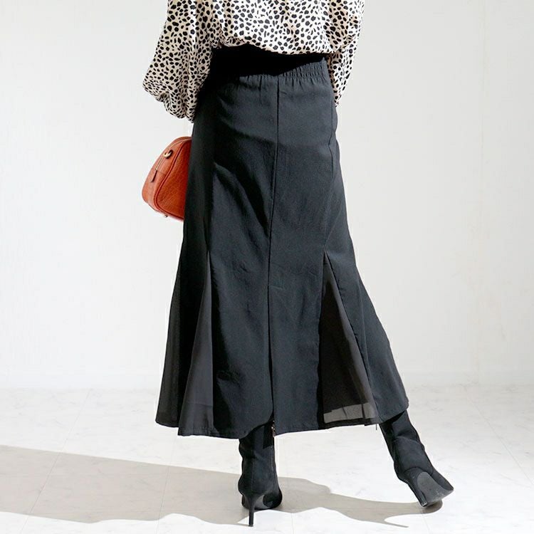 大きいサイズ レディース 異素材切替えマーメイドスカート　fem-296