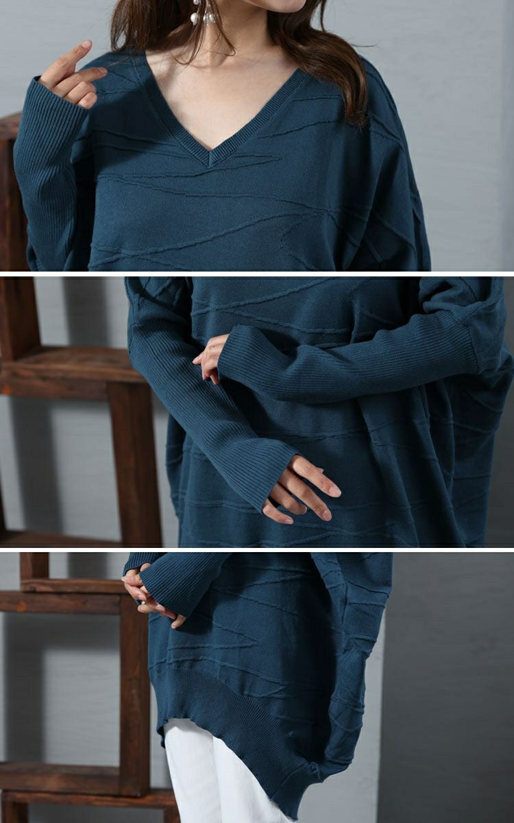 大きいサイズ レディース コットンニットドルマンコクーンチュニック　gold925