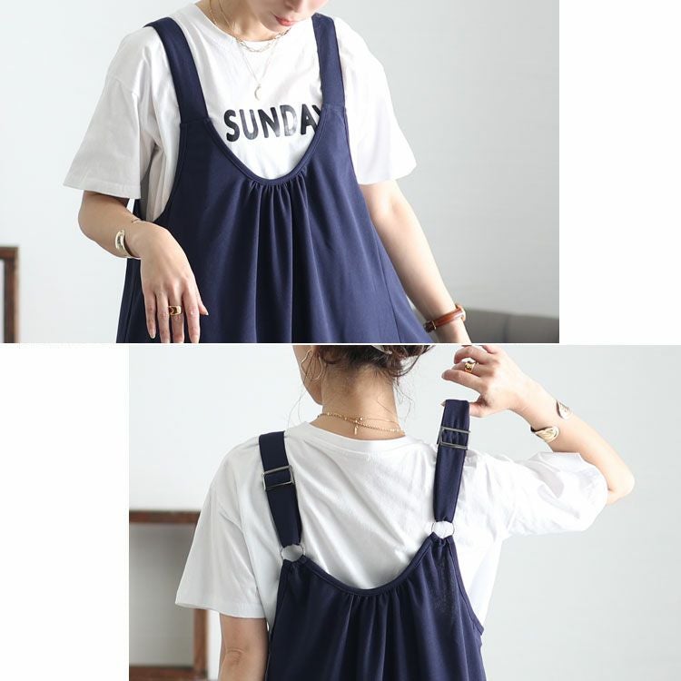 大きいサイズ レディース Aラインサロペットワンピース　gold924