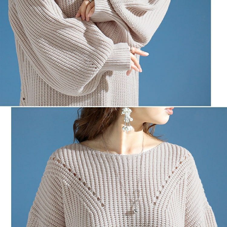 大きいサイズ レディース ロング丈ニットワンピース　and-u5370