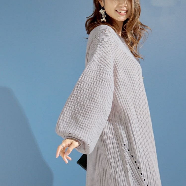 大きいサイズ レディース ロング丈ニットワンピース　and-u5370