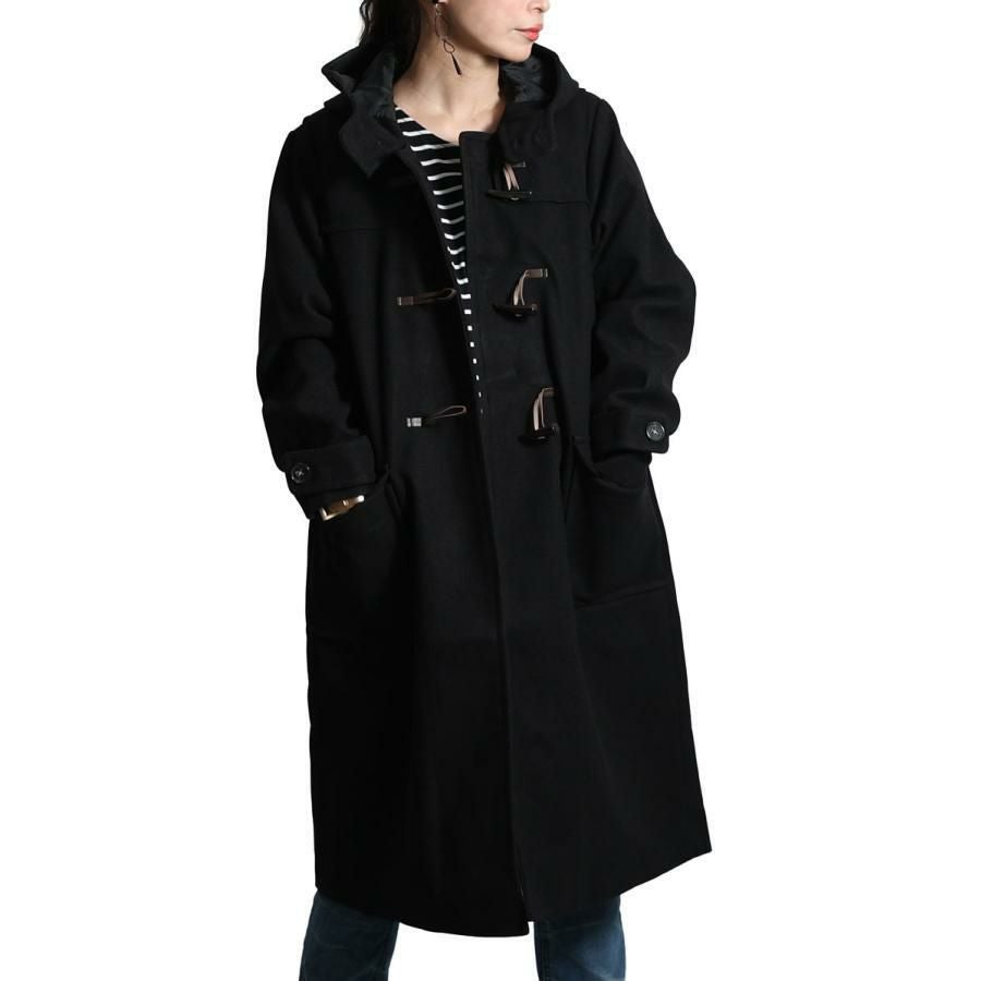 大きいサイズ レディース ダッフルコート　mnfk-122760 ブラック