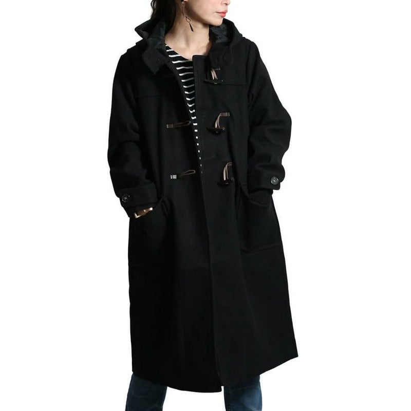 大きいサイズ レディース ダッフルコート　mnfk-122760 ブラック