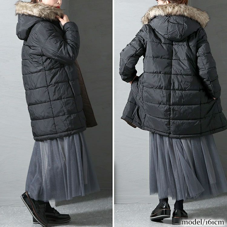 大きいサイズ レディース リバーシブルモッズコート　mnfk-122701