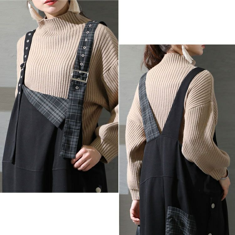 大きいサイズ レディース アシメチェック柄サロペットパンツ　sw-0511