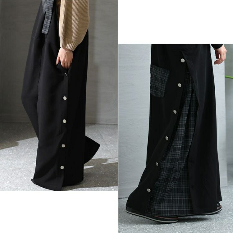 大きいサイズ レディース アシメチェック柄サロペットパンツ　sw-0511