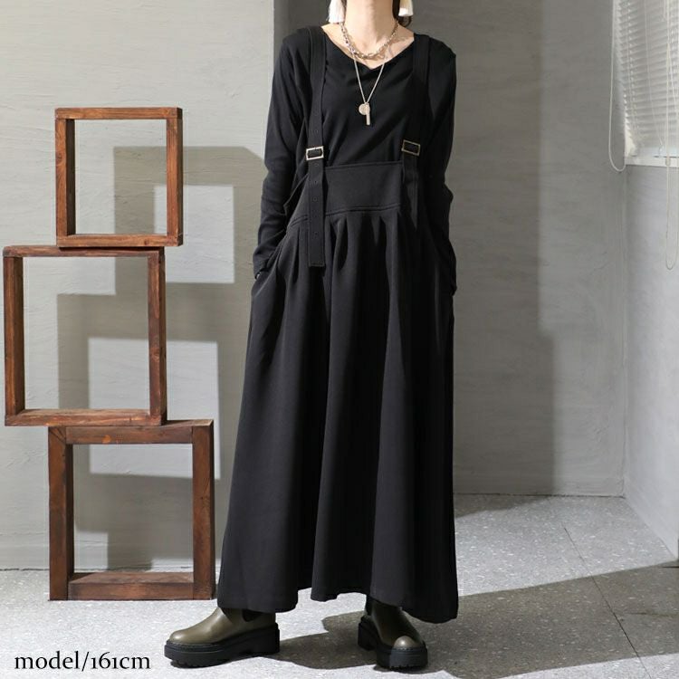 大きいサイズ レディース マキシ丈サロペットスカート　sw-0512