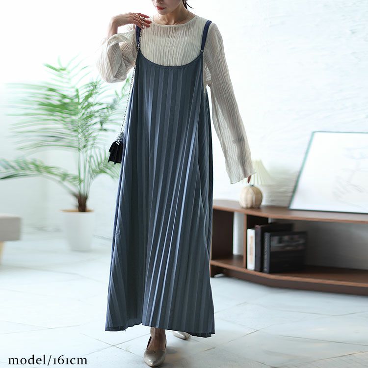 大きいサイズ レディース プリーツキャミワンピース　fem-313