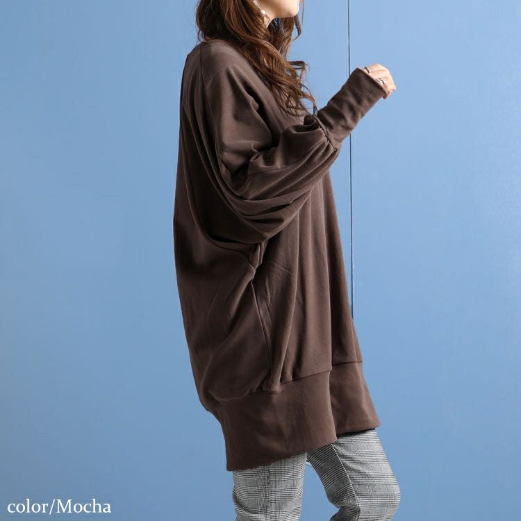 大きいサイズ レディース リブ袖ドルマンチュニック　kt-42001