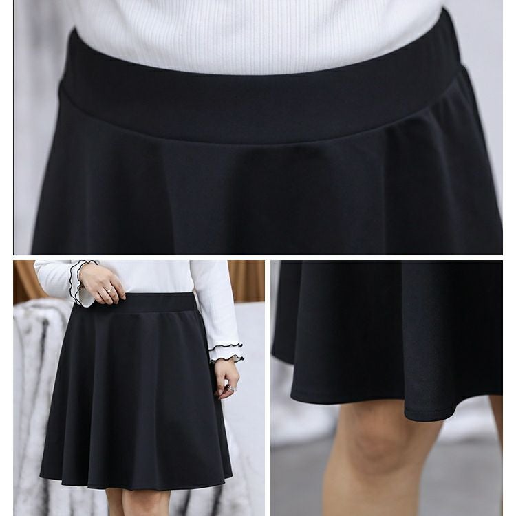 大きいサイズ レディース ウエストゴムのフレアミニスカート　goldy-1140