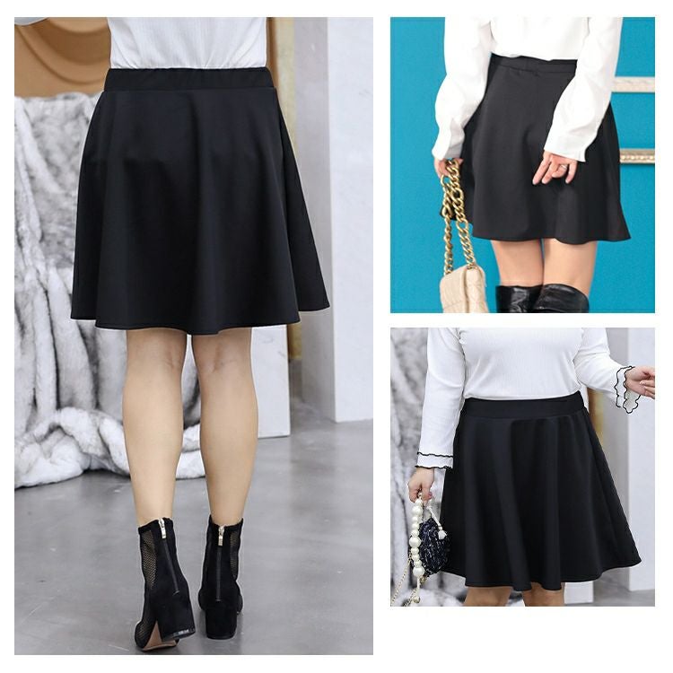 大きいサイズ レディース ウエストゴムのフレアミニスカート　goldy-1140