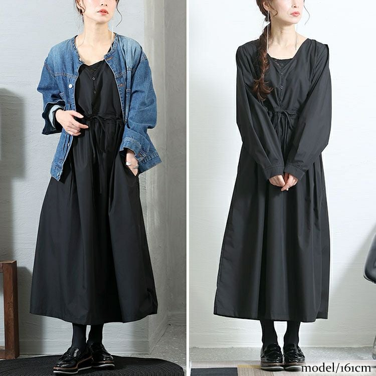 大きいサイズ レディース レイヤード風ロングワンピース　nw-22033