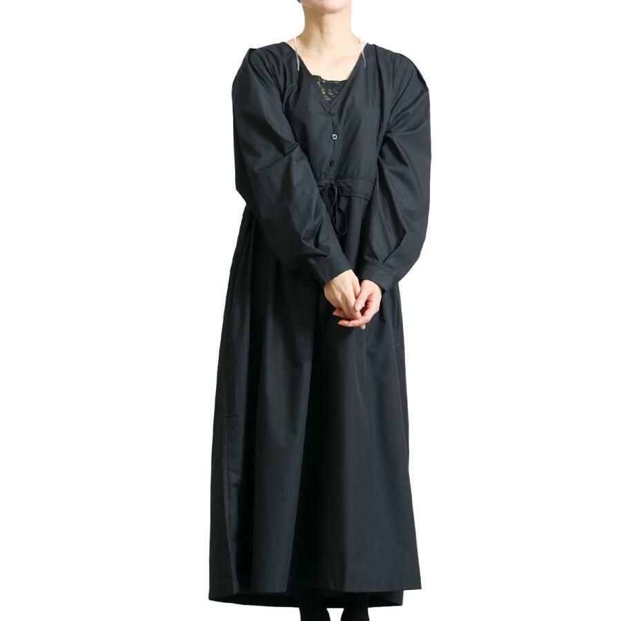 大きいサイズ レディース レイヤード風ロングワンピース　nw-22033 ブラック