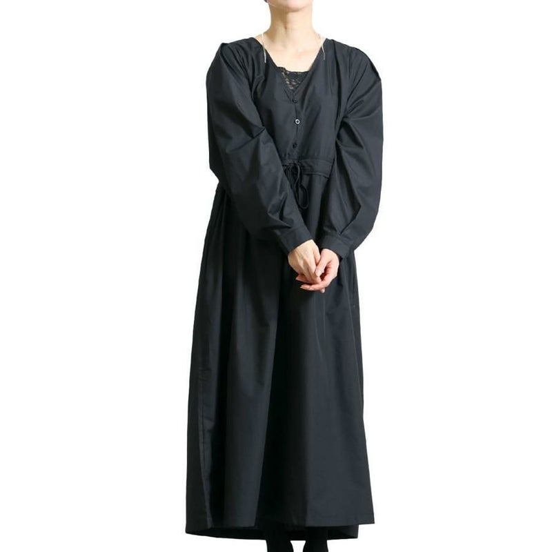 大きいサイズ レディース レイヤード風ロングワンピース　nw-22033 ブラック