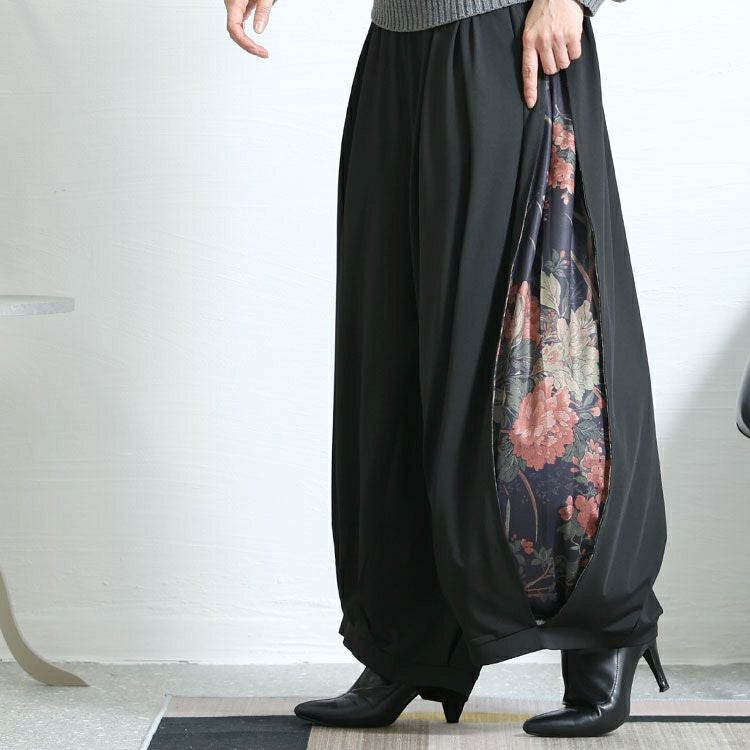 大きいサイズ レディース 花柄スリットバルーンパンツ　nw-22032