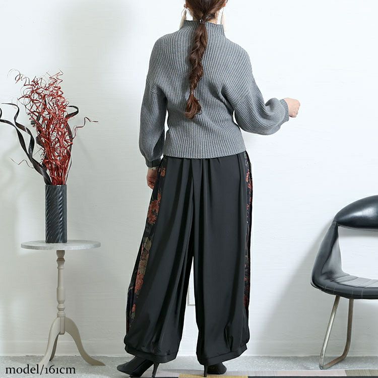 大きいサイズ レディース 花柄スリットバルーンパンツ　nw-22032