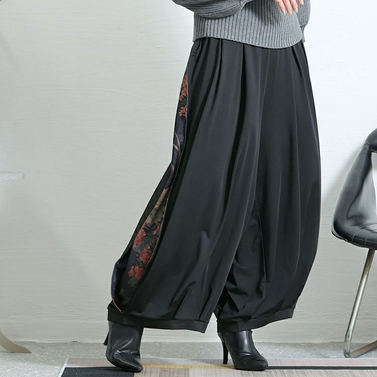 大きいサイズ レディース 花柄スリットバルーンパンツ　nw-22032