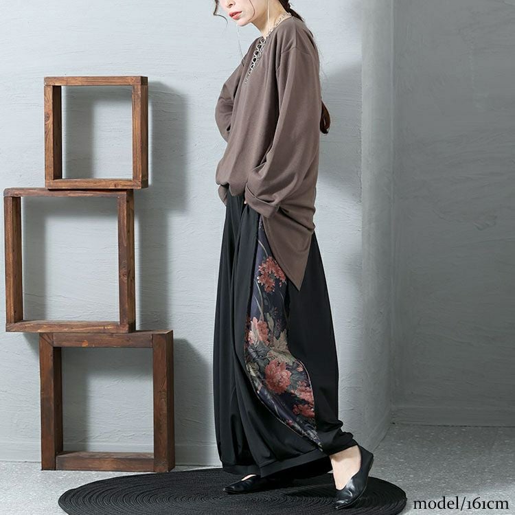 大きいサイズ レディース 花柄スリットバルーンパンツ　nw-22032