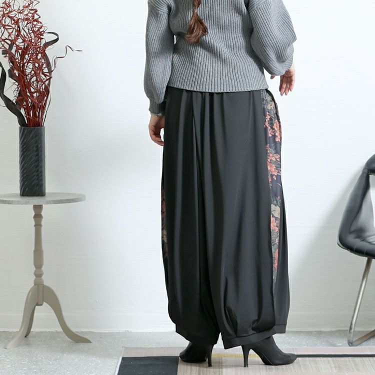 大きいサイズ レディース 花柄スリットバルーンパンツ　nw-22032