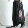 大きいサイズ レディース 花柄スリットバルーンパンツ　nw-22032 ブラック