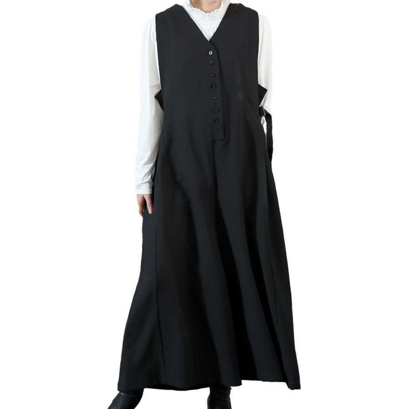 大きいサイズ レディース ワイドサロペットパンツ　nw-22031 ブラック