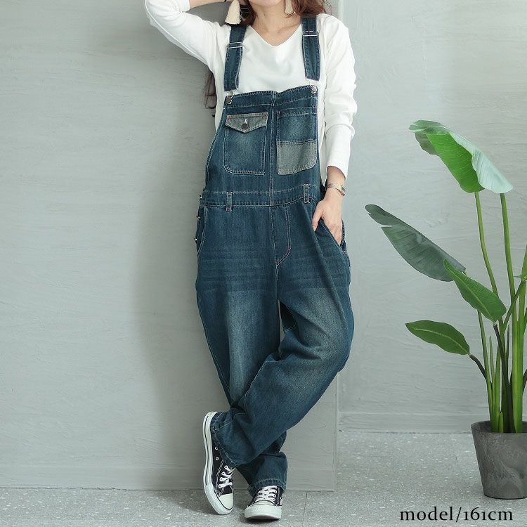 大きいサイズ レディース デニムサロペットパンツ　jp431