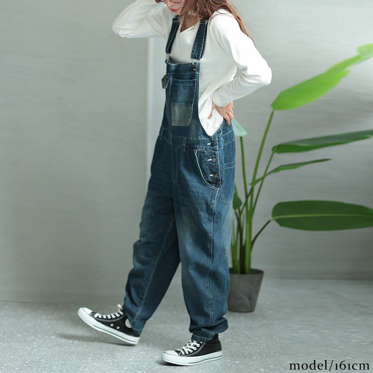 大きいサイズ レディース デニムサロペットパンツ　jp431