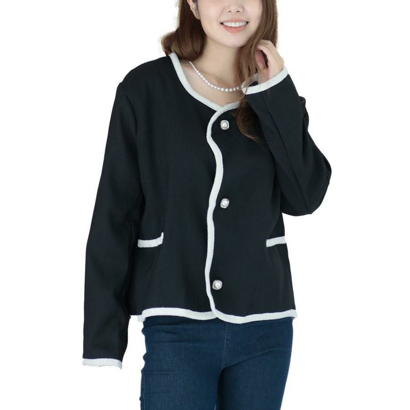 大きいサイズ レディース フロントウェーブフェミニンジャケット　goldy-1172 ブラック