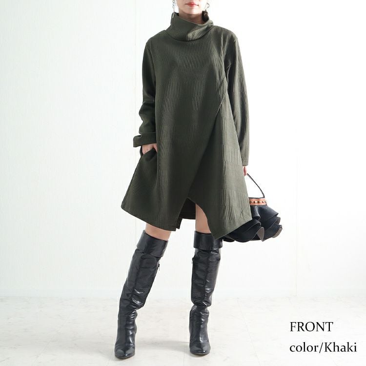 大きいサイズ レディース ハイネックチュニック　goldy-1150