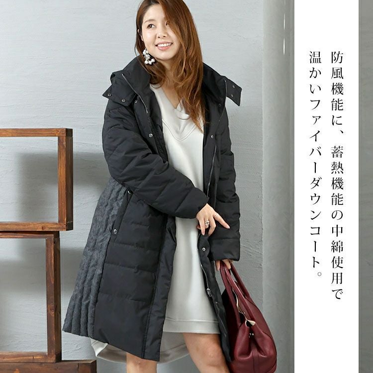 大きいサイズ レディース 防風＆蓄熱ファイバーダウンコート　mncut-522901