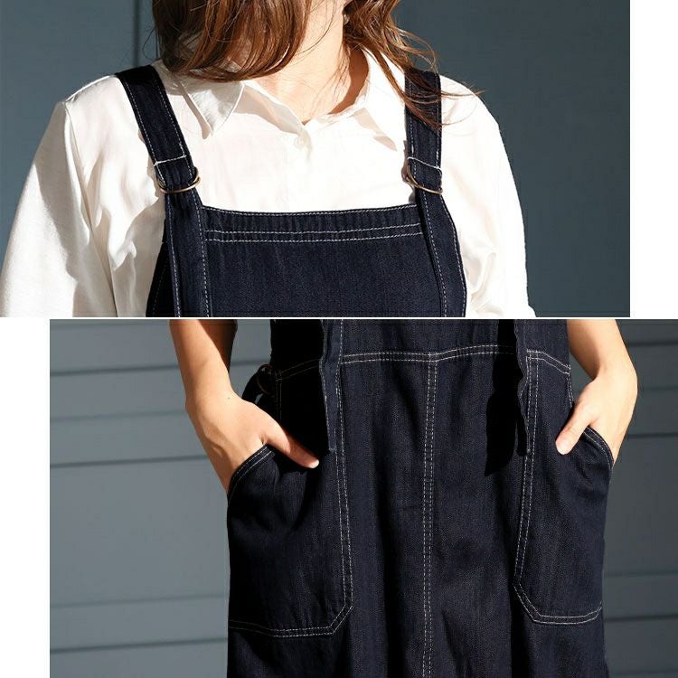 大きいサイズ レディース ライトオンスデニムサロペットスカート　wd-0336