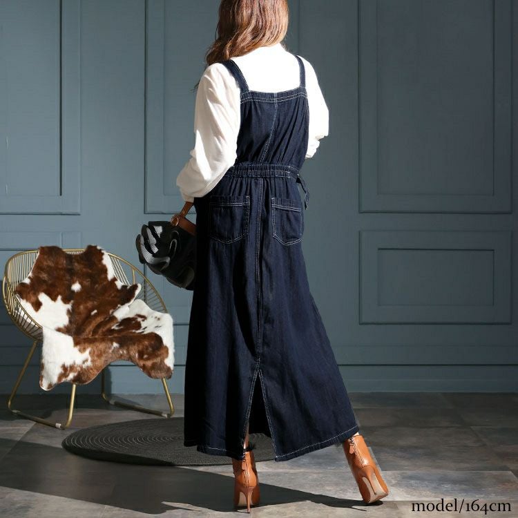 大きいサイズ レディース ライトオンスデニムサロペットスカート　wd-0336