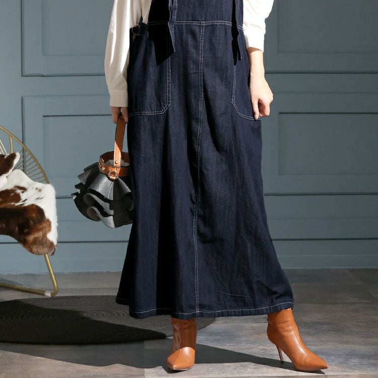 大きいサイズ レディース ライトオンスデニムサロペットスカート　wd-0336