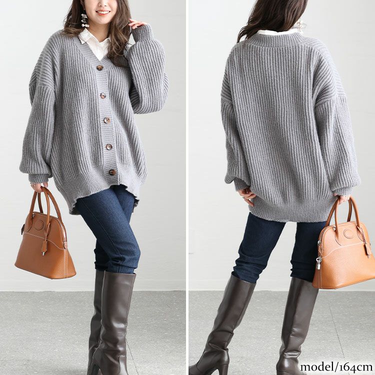 大きいサイズ レディース ボリュームスリーブニットカーディガン　goldy-1176