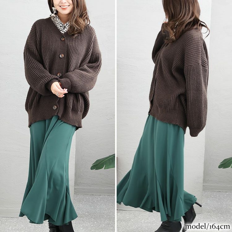 大きいサイズ レディース ボリュームスリーブニットカーディガン　goldy-1176