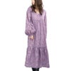 大きいサイズ レディース シフォンジャガードティアードワンピース　maru-6633 ラベンダー