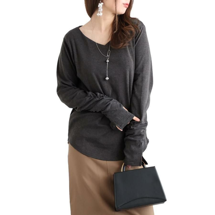 指穴空きカットソー♡...*゜ ElegChic tシャツ ハイネック指穴カットソー 長袖 レディース