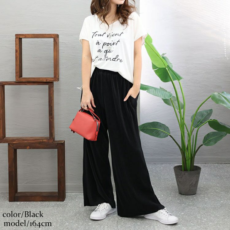 大きいサイズ レディース セルフカットプリーツパンツ　maru-6635