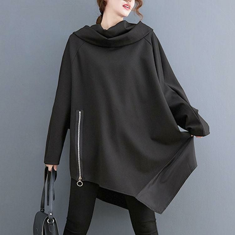 大きいサイズ レディース アシンメトリードルマンチュニック　goldy-1183 ブラック