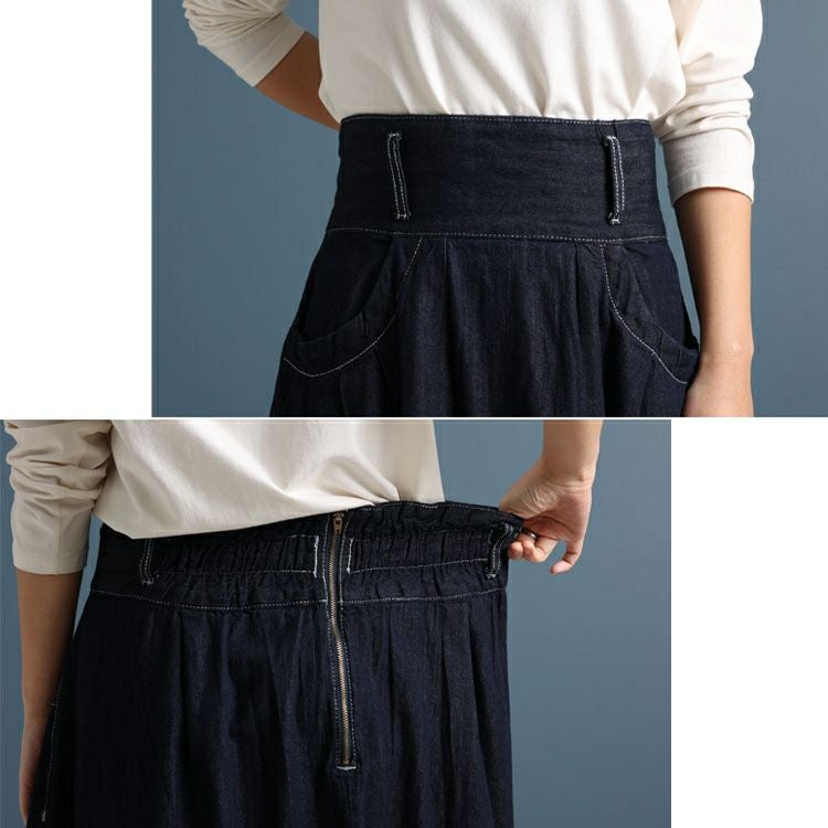 大きいサイズ レディース タックフレアデニムスカート　wd-0343