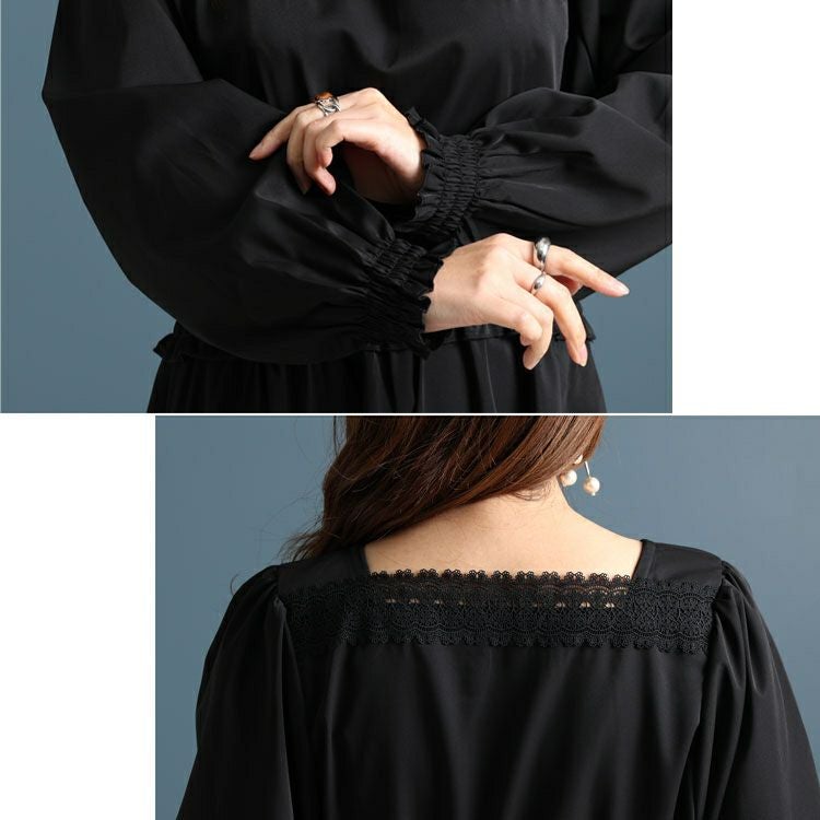 大きいサイズ レディース スクエアレースワンピース　fem-329