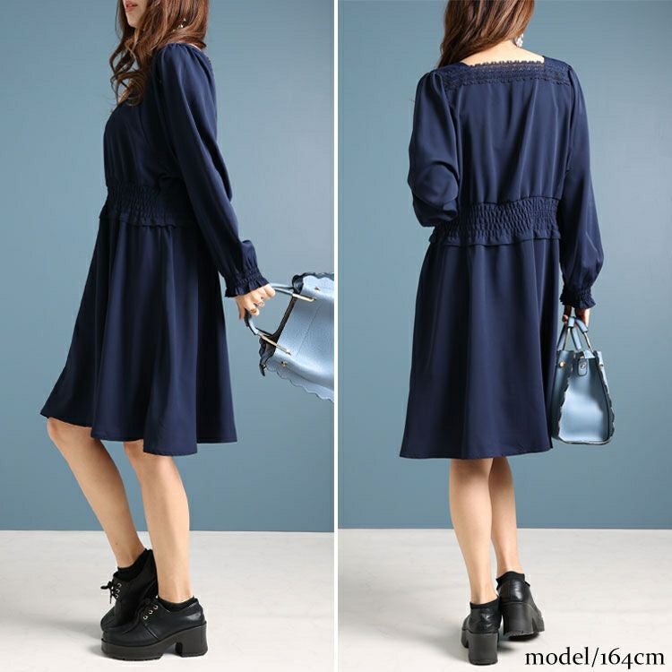 大きいサイズ レディース スクエアレースワンピース　fem-329