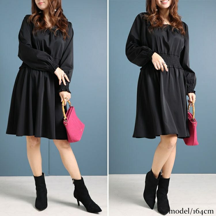 大きいサイズ レディース スクエアレースワンピース　fem-329