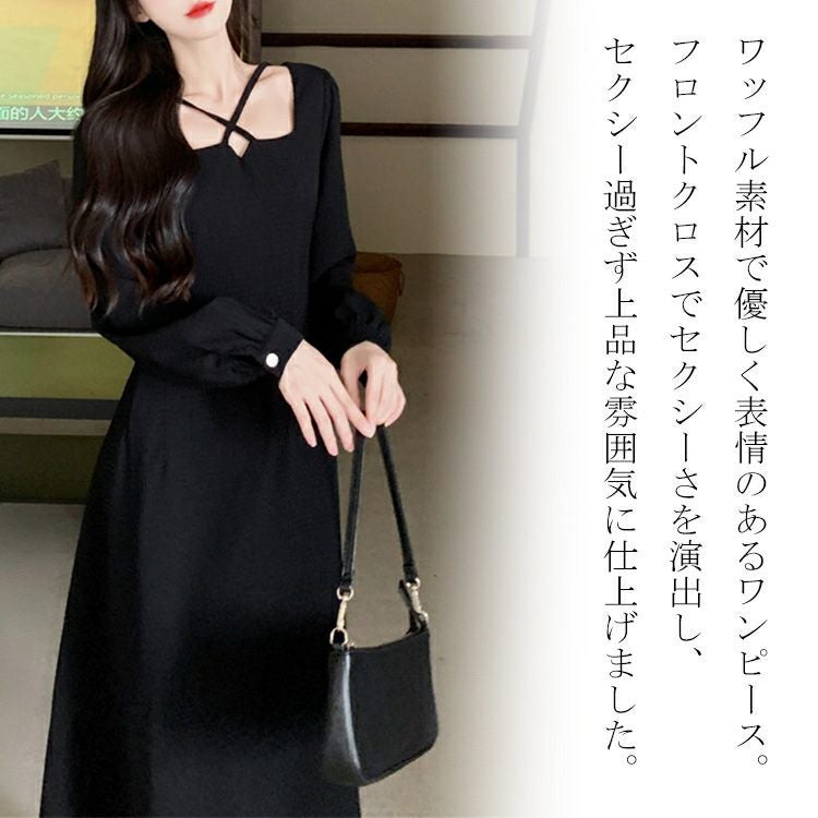 大きいサイズ レディース フロントクロスワンピース　goldy-1199