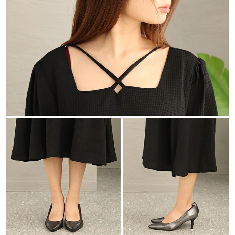 大きいサイズ レディース フロントクロスワンピース　goldy-1199