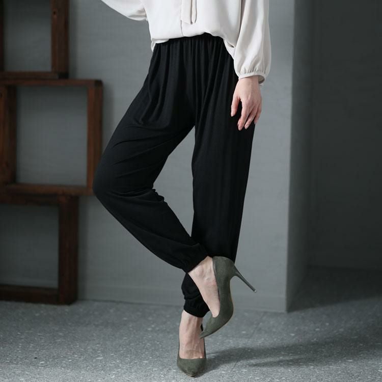 大きいサイズ レディース テーパードパンツ　goldy-1213【メール便可】 ブラック