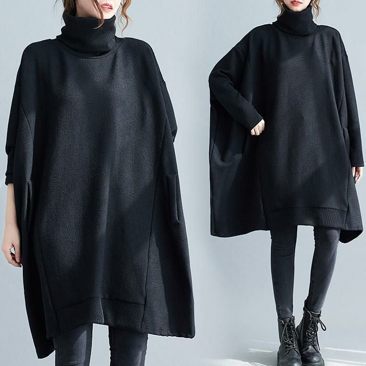 大きいサイズ レディース ハイネックリブニットドルマンプルオーバー　goldy-1177 ブラック