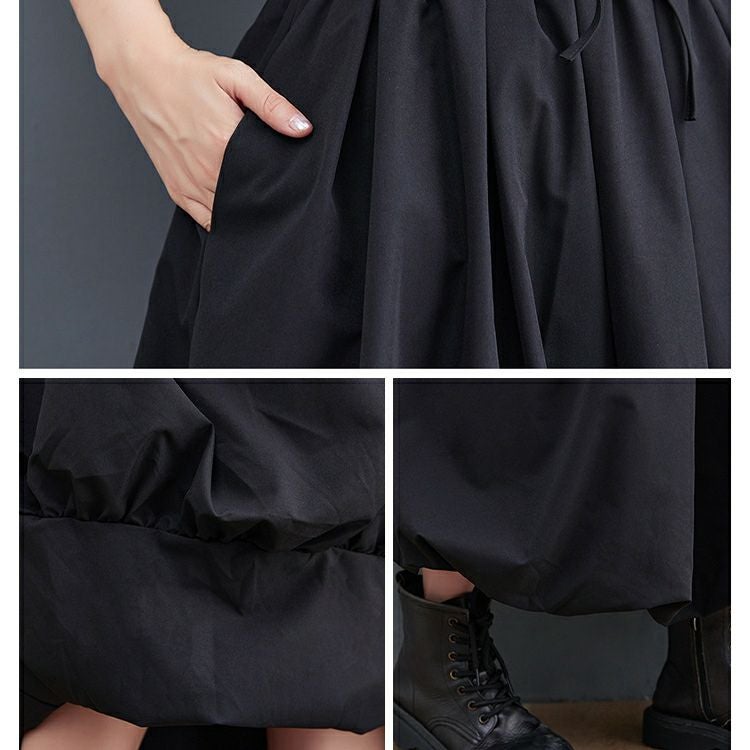 大きいサイズ レディース タックフレアウエストゴムスカート　goldy-1208