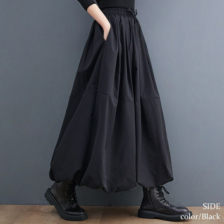 大きいサイズ レディース タックフレアウエストゴムスカート　goldy-1208